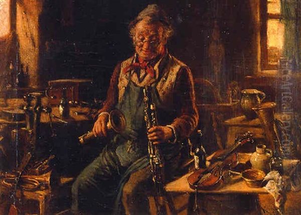 Musician's Workshop Oil Painting by Hermann Kern