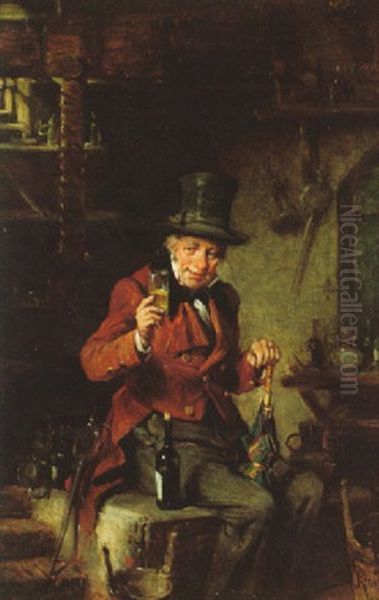 The Toper Oil Painting by Hermann Kern