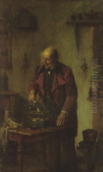 The Birdkeeper Oil Painting by Hermann Kern