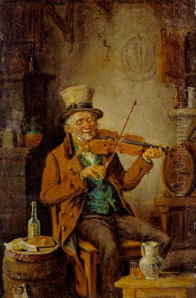 Frohlicher Violinspieler Oil Painting by Hermann Kern