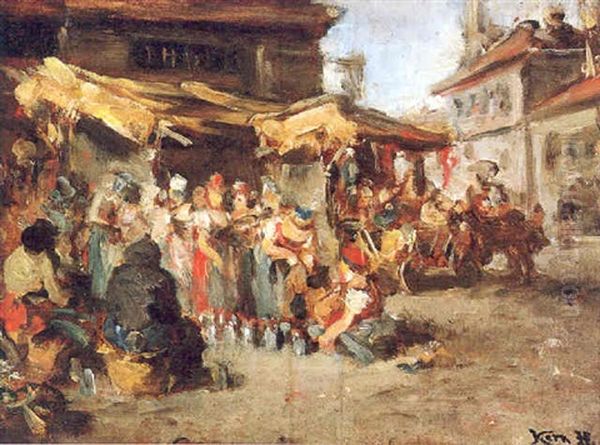 Markt In Oedenburg Oil Painting by Hermann Kern