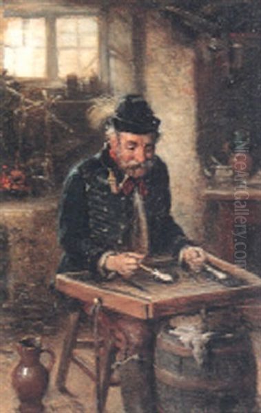 The Weaver Oil Painting by Hermann Kern