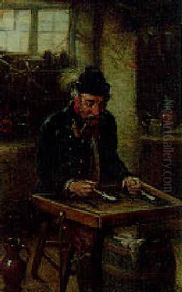 The Zither Player Oil Painting by Hermann Kern