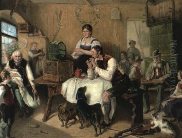 Musikstunde Oil Painting by Hermann Kern