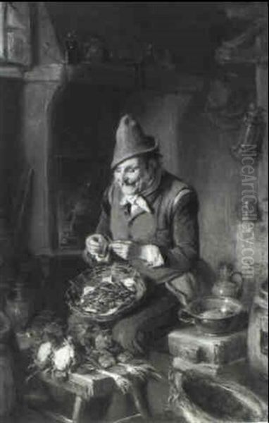 Preparing Vegetables Oil Painting by Hermann Kern