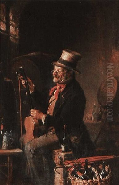 The Violin Tuner Oil Painting by Hermann Kern