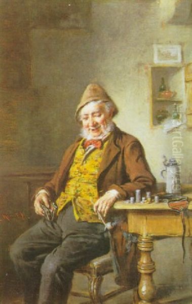 A Good Smoke; And                                           A Good Brew Oil Painting by Hermann Kern