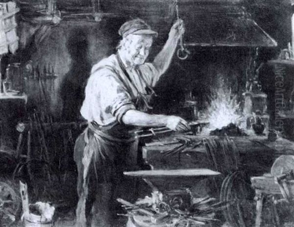 In The Forge Oil Painting by Hermann Kern