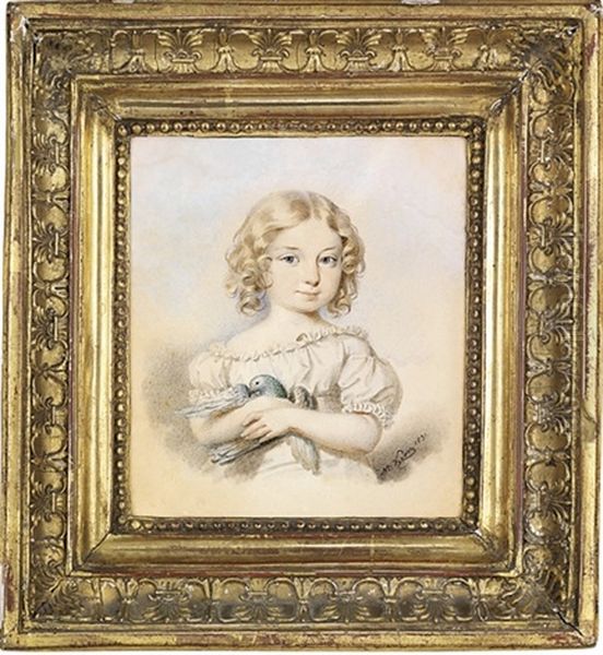 A Young Girl In White Shift With Ruched Borders Oil Painting by Matthaus Kern