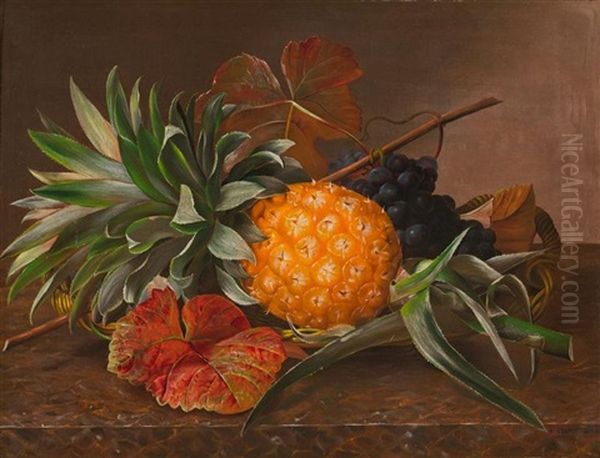 Stilleben Mit Ananas Und Trauben Oil Painting by Hansine Kern-Eckersberg