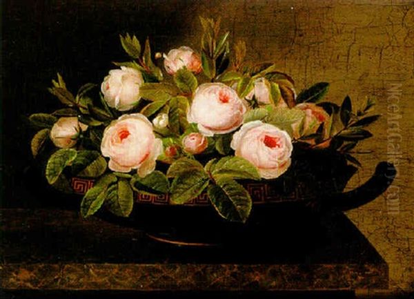 Blomsterstilleben Med Rosor I Kylix by Hansine Kern-Eckersberg