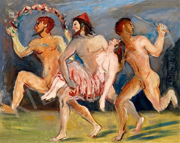 The Rape Of Helen Oil Painting by Karoly Kernstok