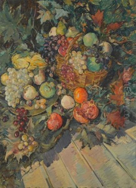 Still Life With Fruit Oil Painting by Constantin Alexeevich Kerovin