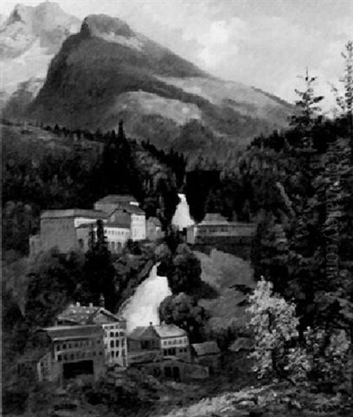 Blick Auf Bad Gastein Oil Painting by Lipot (Leopold) Kerpel