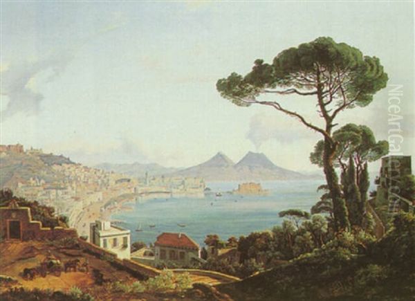 The Bay Of Naples, Italy Oil Painting by Lipot (Leopold) Kerpel