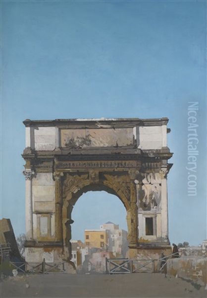 The Arch Of Titus, Rome Oil Painting by James Kerr-Lawson