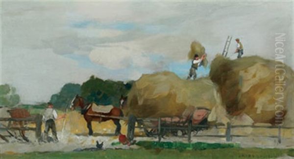 Harvesting Oil Painting by James Kerr-Lawson