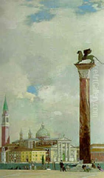 The Piazetta Looking South Towards San Giorgio Maggiore Oil Painting by James Kerr-Lawson