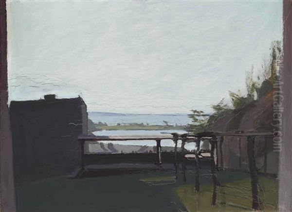 Blick Auf Den Wannsee I (blick Aus Dem Fenster, Kladow I) Oil Painting by Anton Kerschbaumer