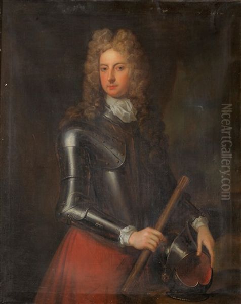 Portrait Of James Butler, 2nd Duke Of Ormond, Wearing Armour, His Left Hand Resting On A Helmet Oil Painting by Johann Kerseboom