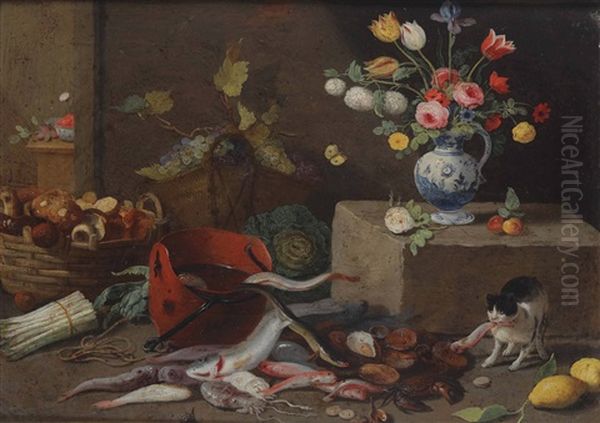 Natura Morta Con Pesci Natura Morta Con Selvaggina Oil Painting by Jan van Kessel the Elder