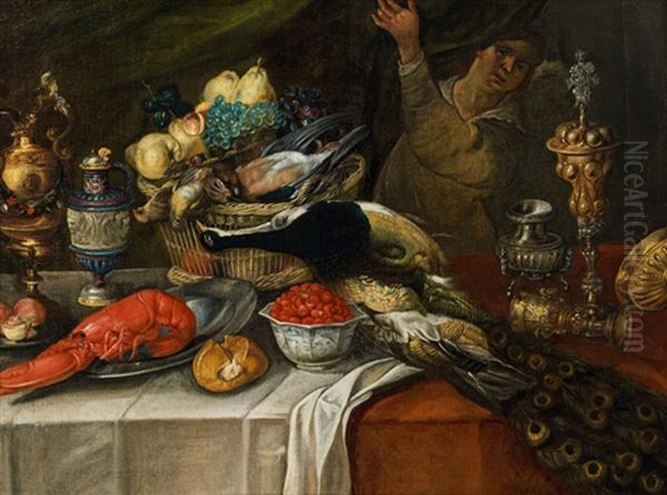 Still Life With Lobster And Raspberries Oil Painting by Jan van Kessel the Elder