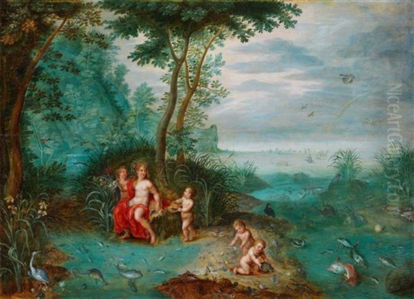 An Allegory Of The Element Of Water Oil Painting by Jan van Kessel the Elder