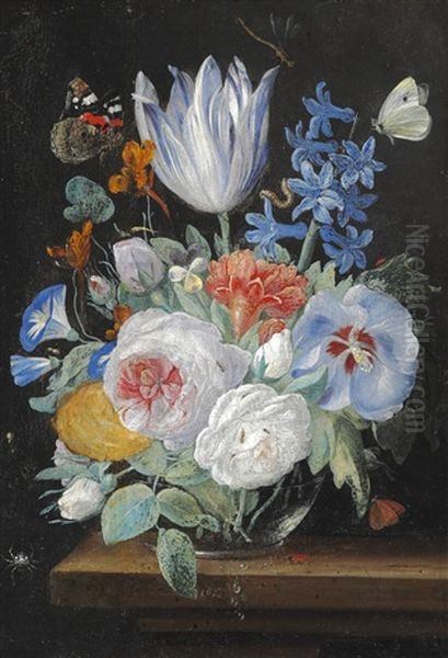 Still Life With Flowers And Insects Oil Painting by Jan van Kessel the Elder