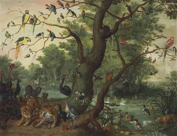 The Garden Of Eden, With The Fall Of Man Oil Painting by Jan van Kessel the Elder