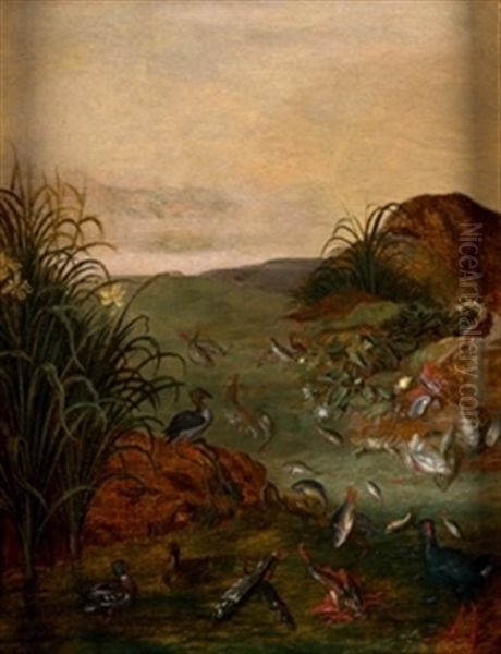 El Paisaje Con Aves, Y Peces by Jan van Kessel the Elder