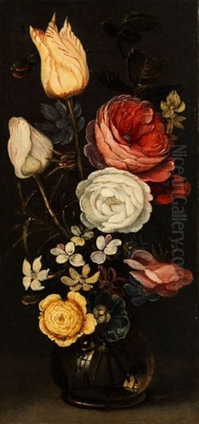 Blumenstrauss In Einer Kugelformigen Glasvase Oil Painting by Jan van Kessel the Elder