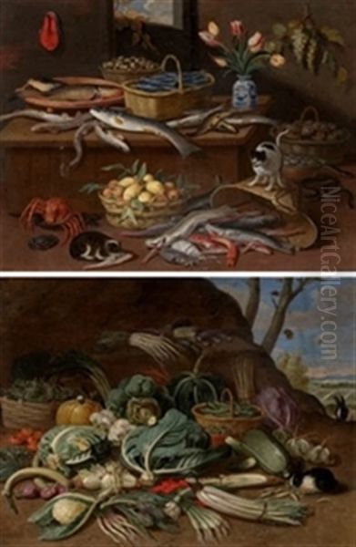 Bodegones (pair) Oil Painting by Jan van Kessel the Elder