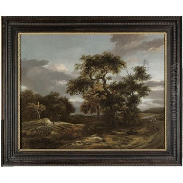 A Wooded Landscape With Travellers On A Winding Road Oil Painting by Jan van Kessel the Elder