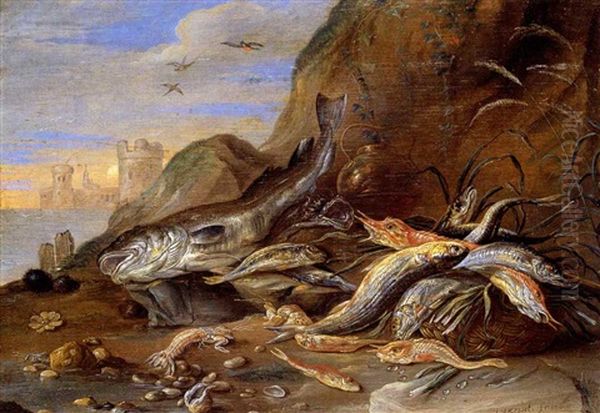 Natura Morta Di Pesci Oil Painting by Jan van Kessel the Elder