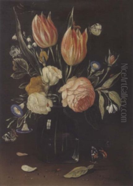 Blumenstraus In Einer Glasvase Oil Painting by Jan van Kessel the Elder