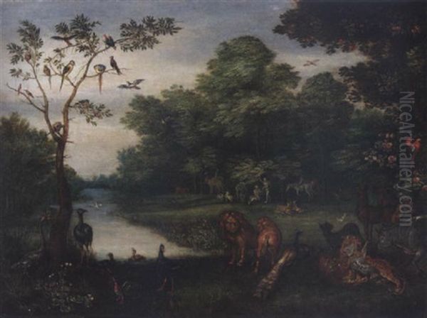 The Garden Of Eden Oil Painting by Jan van Kessel the Elder