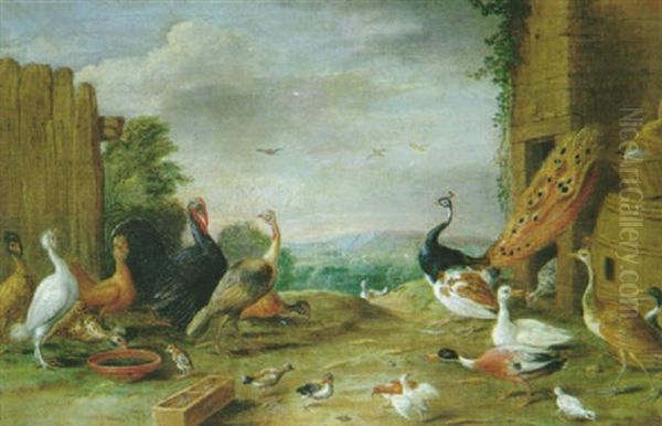 Geflugelhof Oil Painting by Jan van Kessel the Elder