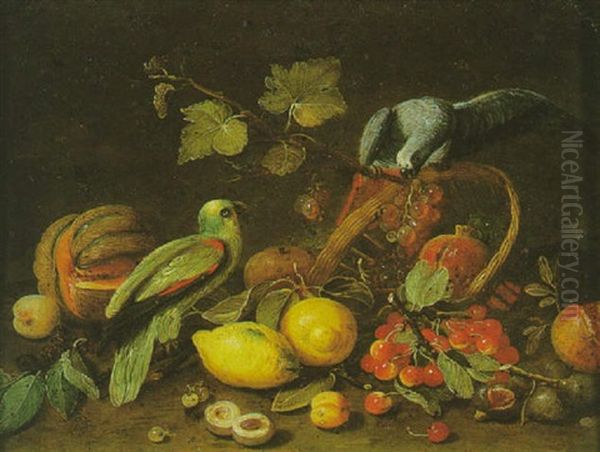 Nature Morte Au Citron, Melon Et Panier De Cerises Oil Painting by Jan van Kessel the Elder