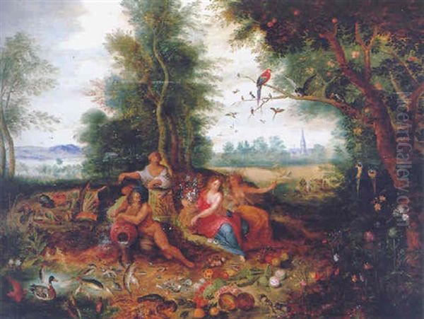 An Allegory Of The Four Elements Oil Painting by Jan van Kessel the Elder