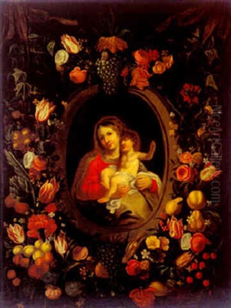 Madonna Mit Dem Kinde In Der Blumen-fruechtegirlande Oil Painting by Jan van Kessel the Elder