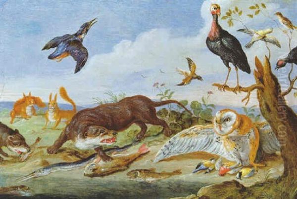 Tiere In Einer Landschaft Oil Painting by Jan van Kessel the Elder