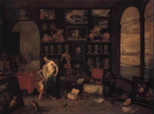 A Personification And Allegory Of Sight: A Collector's Cabinet by Jan van Kessel the Elder