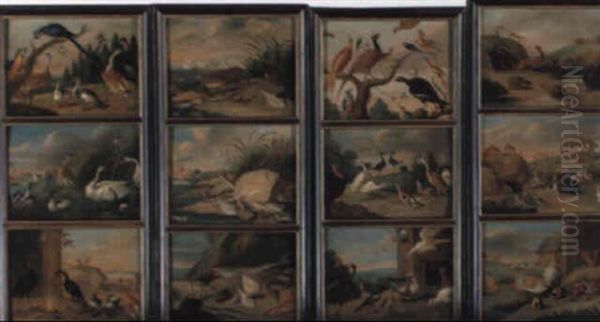 Birds, Fish And Animals In Landscapes Oil Painting by Jan van Kessel the Elder