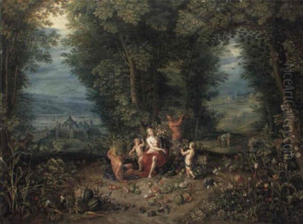 An Allegory Of Earth: One Of The Four Elements Oil Painting by Jan van Kessel the Elder