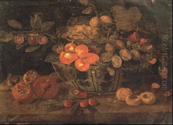 Fruits Dans Une Coupe En Porcelaine De Chine Oil Painting by Jan van Kessel the Elder