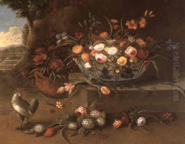 Stilleben Mit Blumen In Einer Porzellanschale Oil Painting by Jan van Kessel the Elder