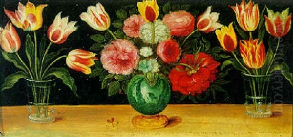 Still Lifes Of Tulips And Other Flowers In Glass   [and] Ceramic Vases Oil Painting by Jan van Kessel the Elder