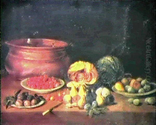 Nature Morte Aux Fruits Et Chaudron Oil Painting by Jan van Kessel the Elder