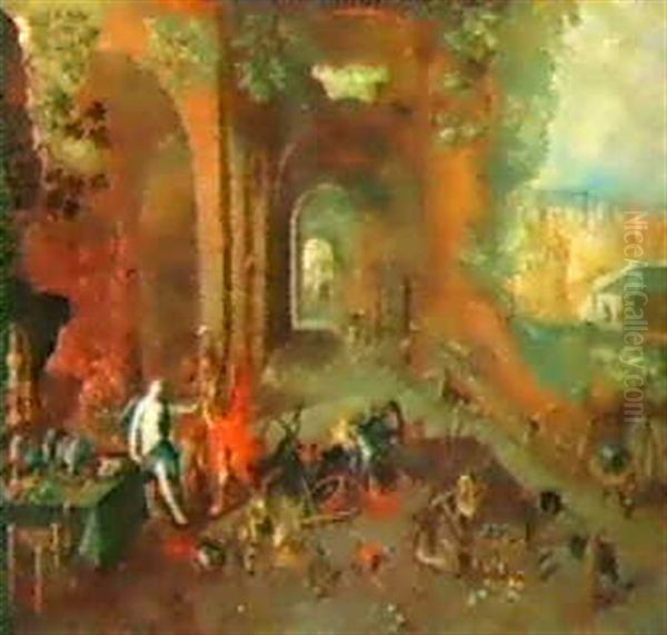 La Fucina Di Vulcano Oil Painting by Jan van Kessel the Elder