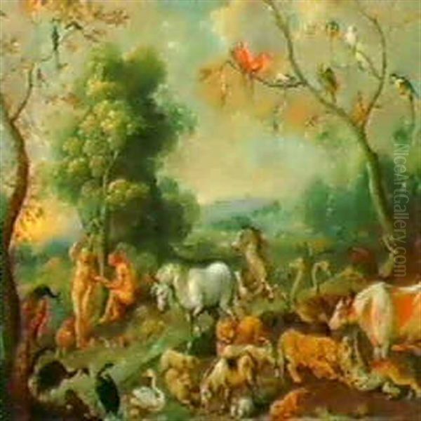 Il Paradiso Terrestre Con Adamo Ed Eva Oil Painting by Jan van Kessel the Elder